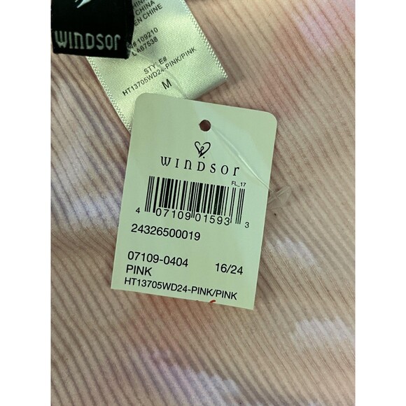 Windsor Tank Top Womens Medium Pink Ribbed Cami Crop Lettuce Hem Bow Stretch - Picture 7 of 7